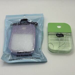 b-pure Hand Sanitizer Spray Tik Tok Cucumber Mint Purple Glitter Keychain Case